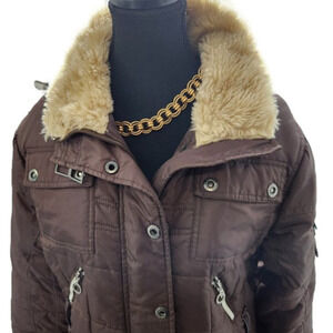 P155. Terre Nostra Brown Jacket with MANY pockets |L